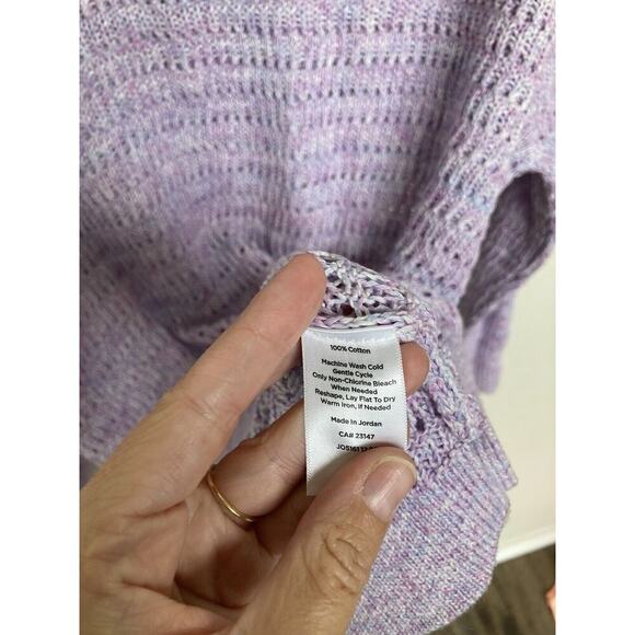 NWOT Talbots purple open knit tunic sweater 2x cozy lounge cotton beachy stretch - Picture 4 of 5